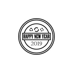 Fototapeta na wymiar Happy New Year 2019 Stamp icon. Element of happy new year icon for mobile concept and web apps. Thin line Happy New Year 2019 Stamp icon can be used for web and mobile