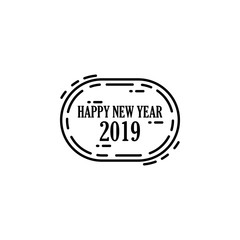 Happy New Year 2019 Stamp icon. Element of happy new year icon for mobile concept and web apps. Thin line Happy New Year 2019 Stamp icon can be used for web and mobile