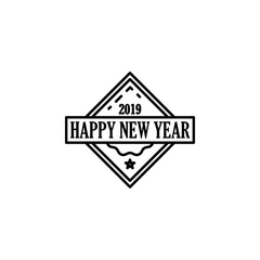 Happy New Year 2019 Stamp icon. Element of happy new year icon for mobile concept and web apps. Thin line Happy New Year 2019 Stamp icon can be used for web and mobile
