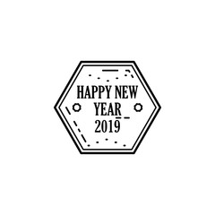 Happy New Year 2019 Stamp icon. Element of happy new year icon for mobile concept and web apps. Thin line Happy New Year 2019 Stamp icon can be used for web and mobile