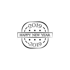 Happy New Year 2019 Stamp icon. Element of happy new year icon for mobile concept and web apps. Thin line Happy New Year 2019 Stamp icon can be used for web and mobile