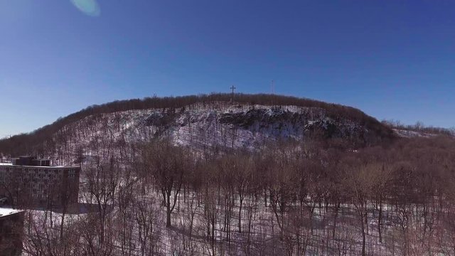 AERIAL SHOT OVER MONT-ROYAL IN MONTR&radic;&acirc;AL, CANADA.