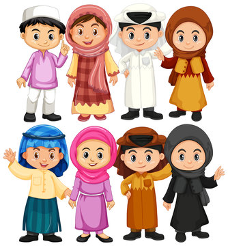 Set of arab and muslim character