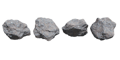  rocks set isolated on white background.