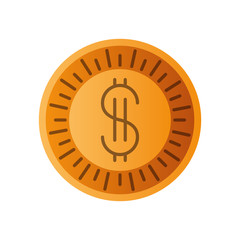 coin with dollar symbol isolated icon