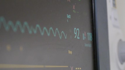 Close-up of a vital sign monitor in a hospital