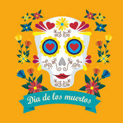 horror mask with flowers to day of the dead