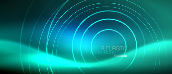 Neon glowing circles background