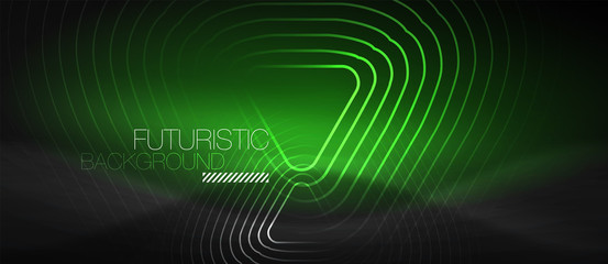 Dark black abstract background with neon colors and lines