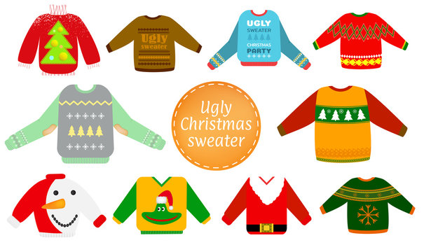 Ugly Christmas Sweaters Vector Set