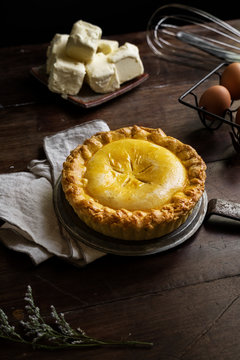 Fresh round homemade pumpkin pie
