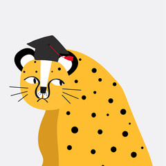 Cute cheetah wearing a graduation hat vector © Rawpixel.com