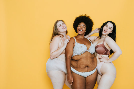 Beautiful curvy women with good body image