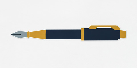 Black and golden fountain pen icon