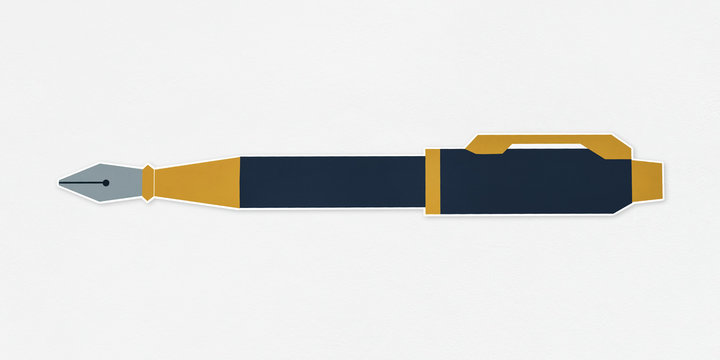 Black and golden fountain pen icon
