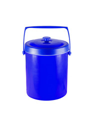 plastic bucket with lid isolated on a white background.