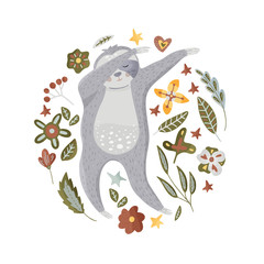 Cute sloth dancing dab dance. 