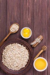 Raw oatmeal with ingredients