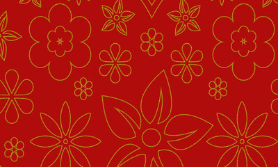 seamless floral pattern with golden paisley flowers