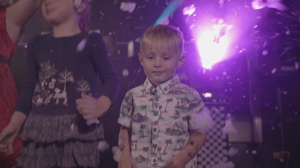 Kids Jump Up and Down as Bubble Machine Produce Fluffy Foam - Ungraded