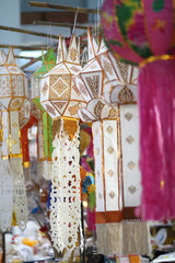 Paper lanterns in Yee-peng festival ,ChiangMai Thailand