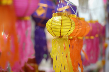 Paper lanterns in Yee-peng festival ,ChiangMai Thailand
