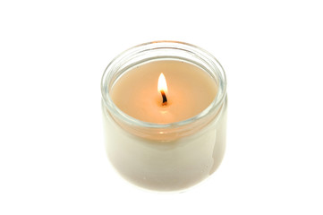 Fototapeta na wymiar candle flame fire of decorative candle on white background