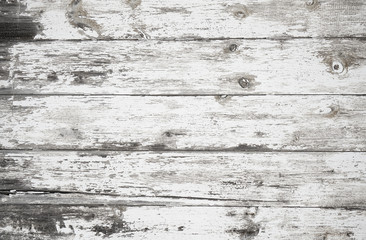 Old painted weathered wood textured background with long boards lined up. Wooden planks on a wall or floor with grain and rough vintage texture. Light neutral flat faded and washed out tones.