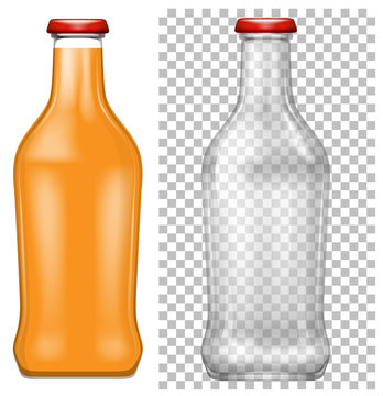 Orange juice and empty bottle