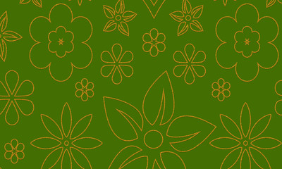 seamless floral pattern with golden paisley flowers