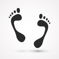 Obraz premium Trace foot icon, black footprints on a white background