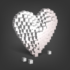 White heart from cubes, valentine's day, love