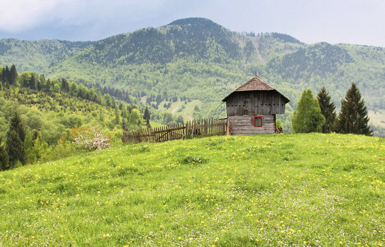 Traditional wooden house in Fundata
