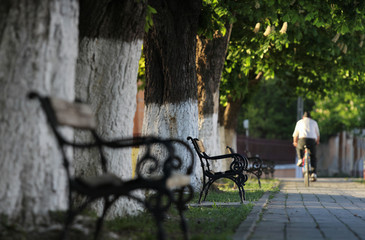On bike in the park