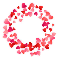 Red flying hearts bright love passion vector background.