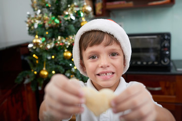 Kid making Christmas cooking