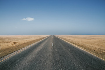 Endless roads in Oman desert