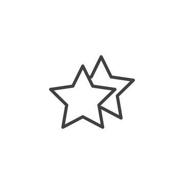Two star outline icon. linear style sign for mobile concept and web design. Bookmark stars simple line vector icon. Rating symbol, logo illustration. Pixel perfect vector graphics