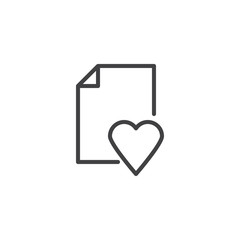 Favorite document file outline icon. linear style sign for mobile concept and web design. Heart love page simple line vector icon. Symbol, logo illustration. Pixel perfect vector graphics