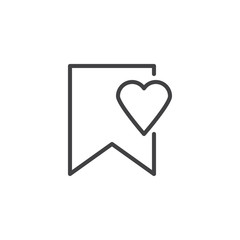 Bookmark with heart outline icon. linear style sign for mobile concept and web design. Favorite bookmark simple line vector icon. Symbol, logo illustration. Pixel perfect vector graphics