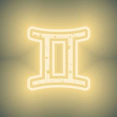 Zodiac symbol textured by connected lines with dots pattern. Sign of the Twins