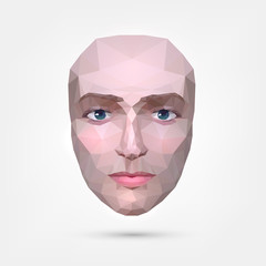 Polygonal human face, origami, triangular pattern. Mask