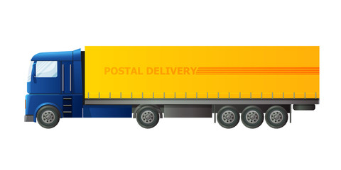 Postman's car, with postal parcel and lot of letters, envelopes.