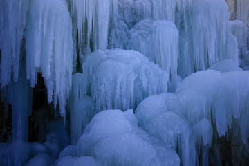 Ice waterfall, natural landscape in winter