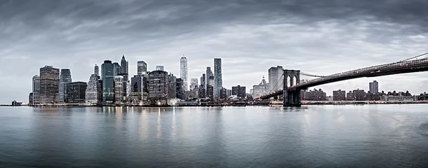 Fotobehang New York City zonsondergang panorama, stadsgezicht. © Studio13lights