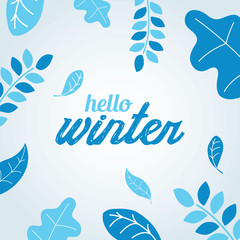 Fototapeta na wymiar Winter flat leaves background template vector illustration. hello winter.