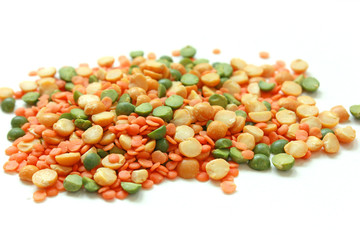 Multicolored  mixture of peas and lentils