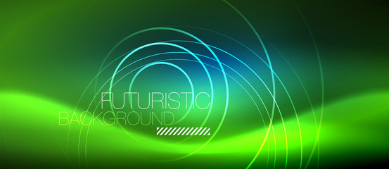 Neon glowing circles background