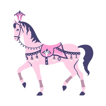Pink carousel horse.