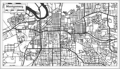 Montgomery Alabama USA City Map in Retro Style. Outline Map.